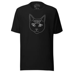 Folies Passagères - Feminist witch black Cat T-Shirt - Size Medium - Cotton